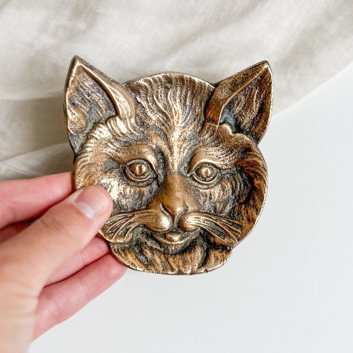 Cat Face Bronze Dish