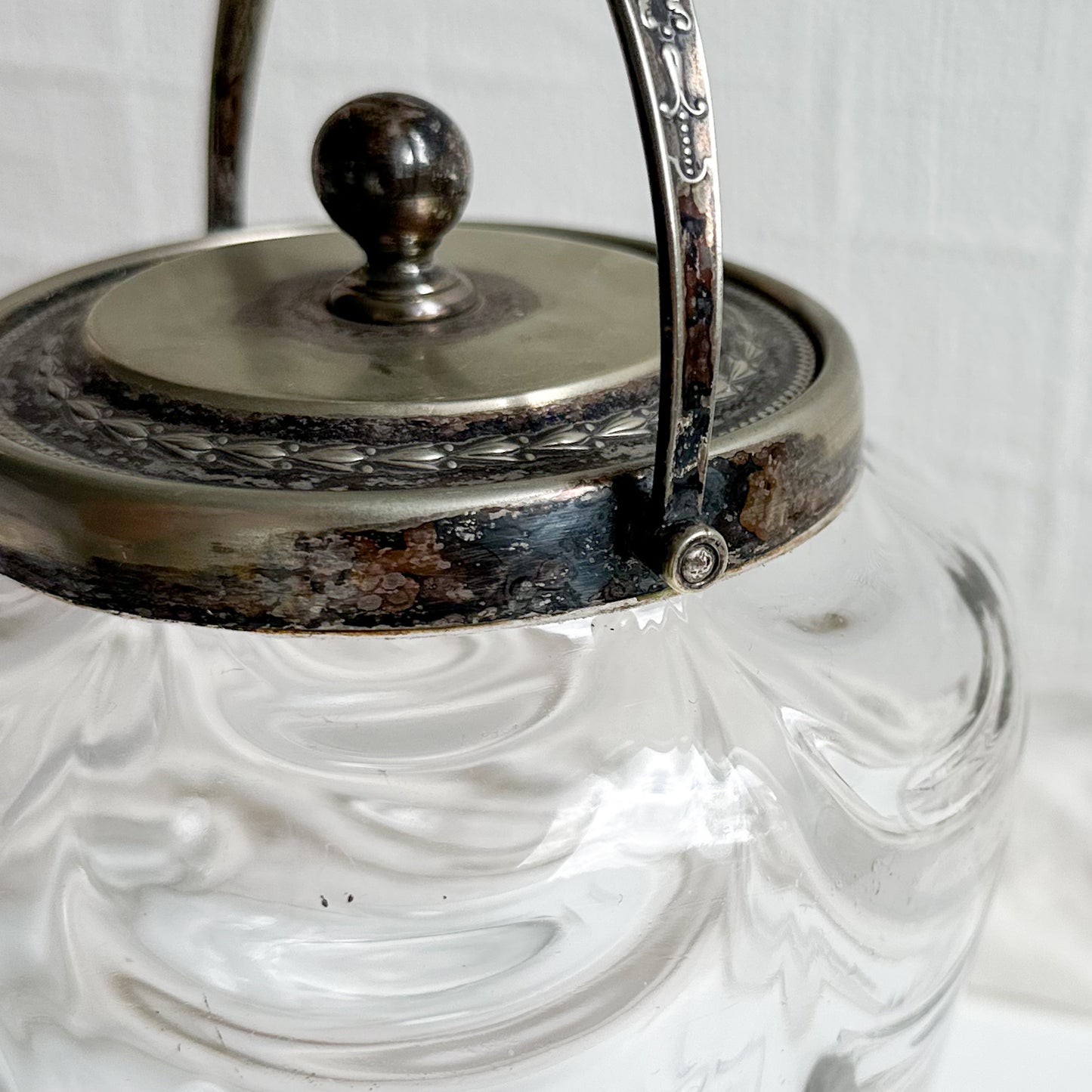 Glass Biscuit Barrel with Ornate Lid