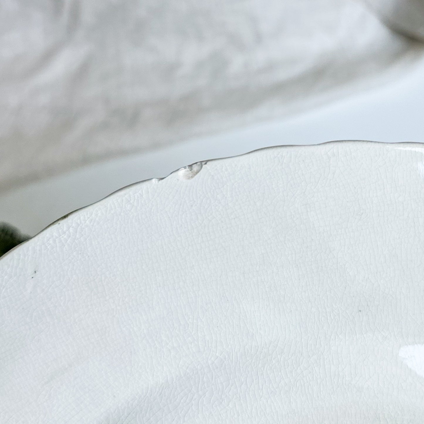 4 Green Transferware Plates
