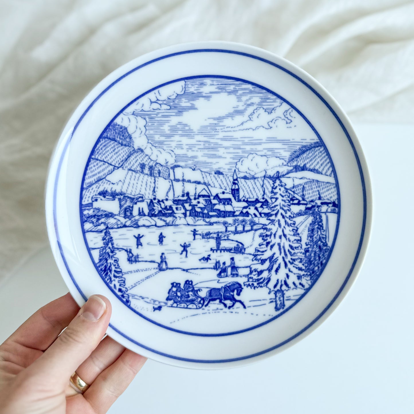 Blue and White Winter Plate