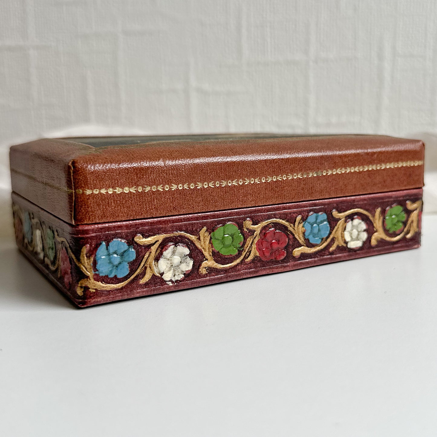 Leather Jewellery Box with Silk Print