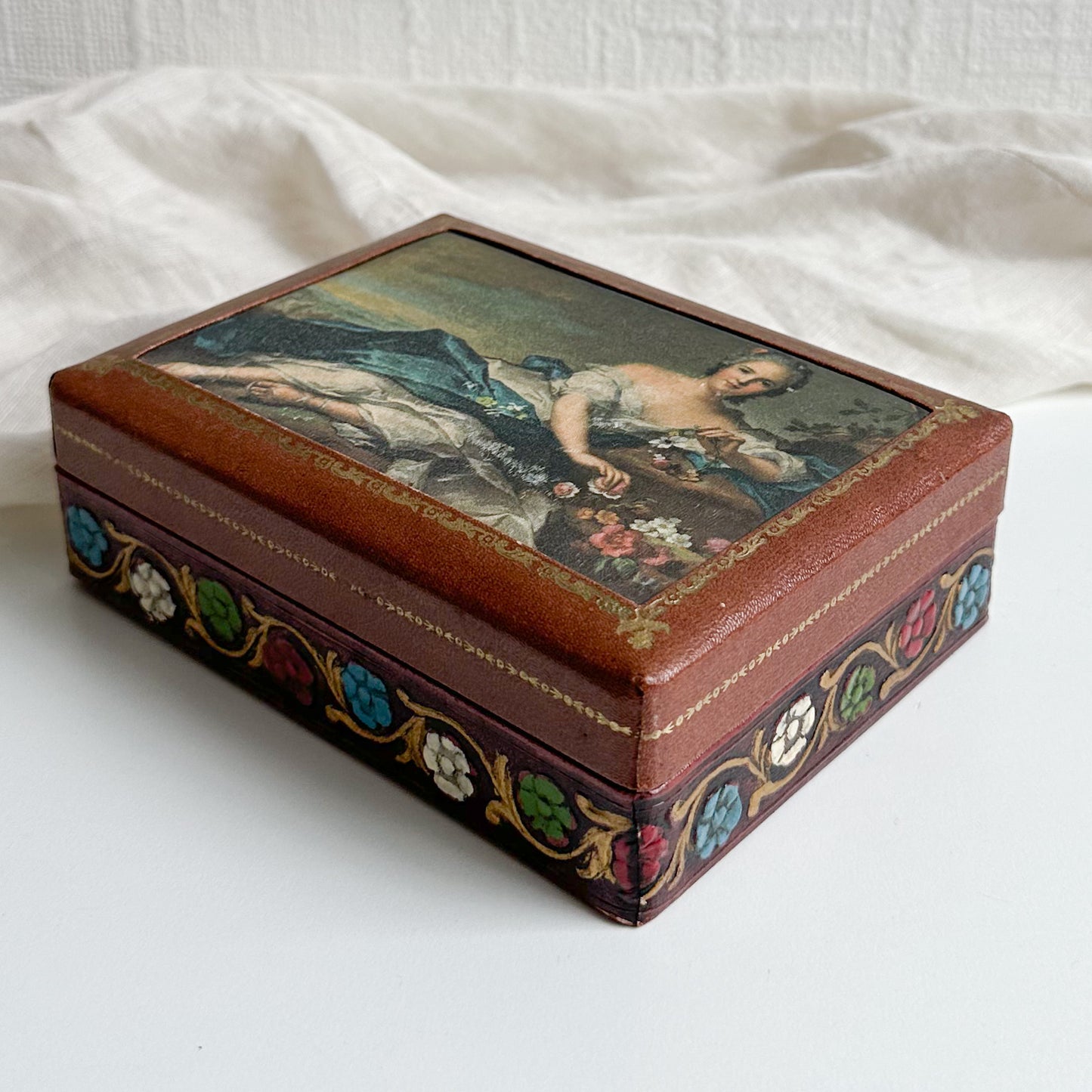 Leather Jewellery Box with Silk Print