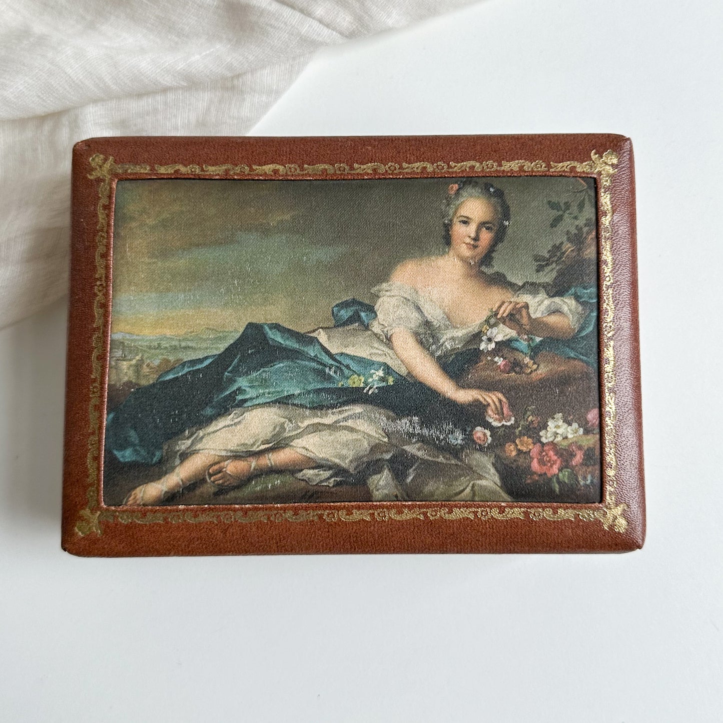 Leather Jewellery Box with Silk Print