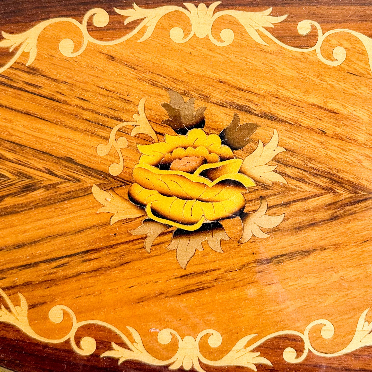 Marquetry Tray with Brass Edge