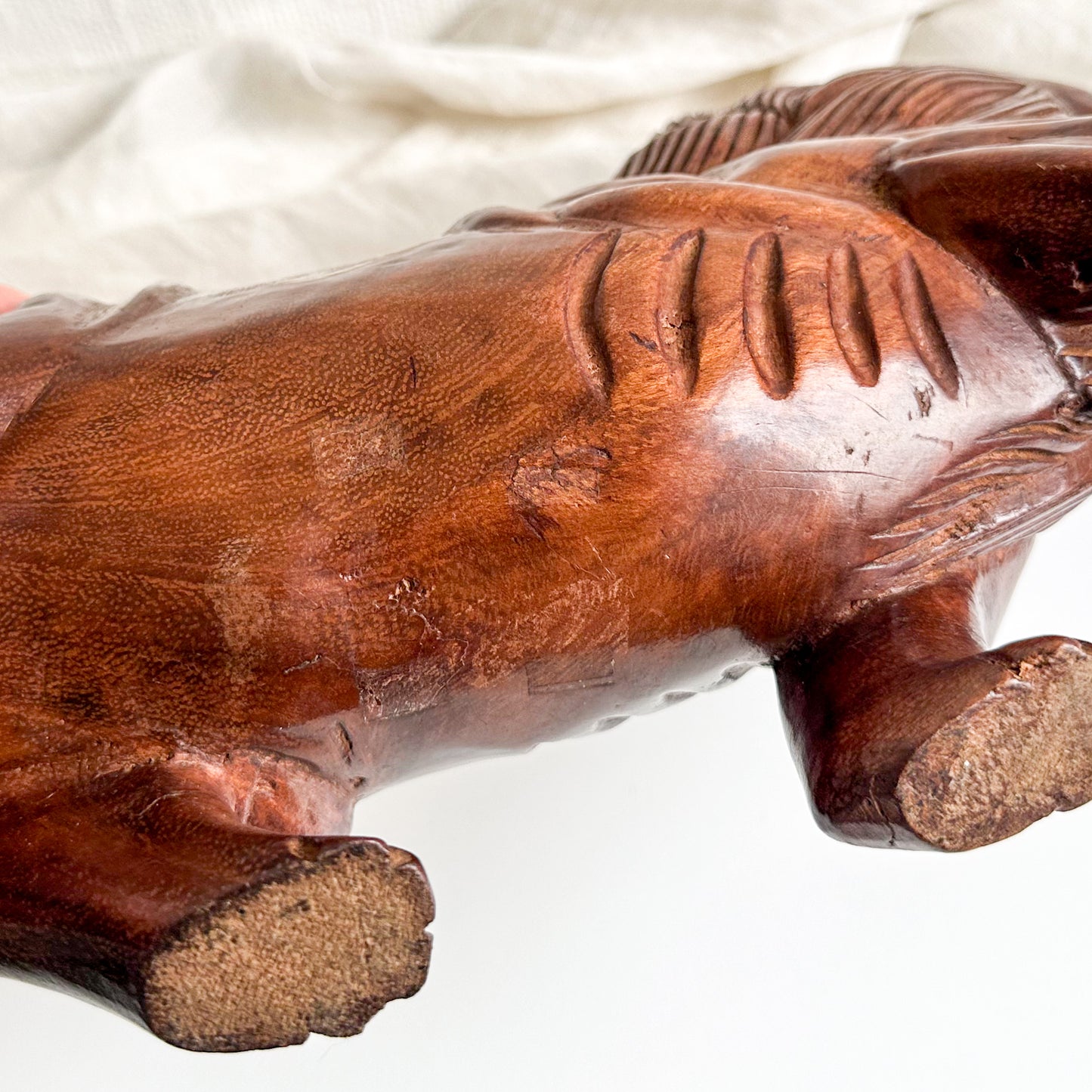 Large Wooden Lion Statue