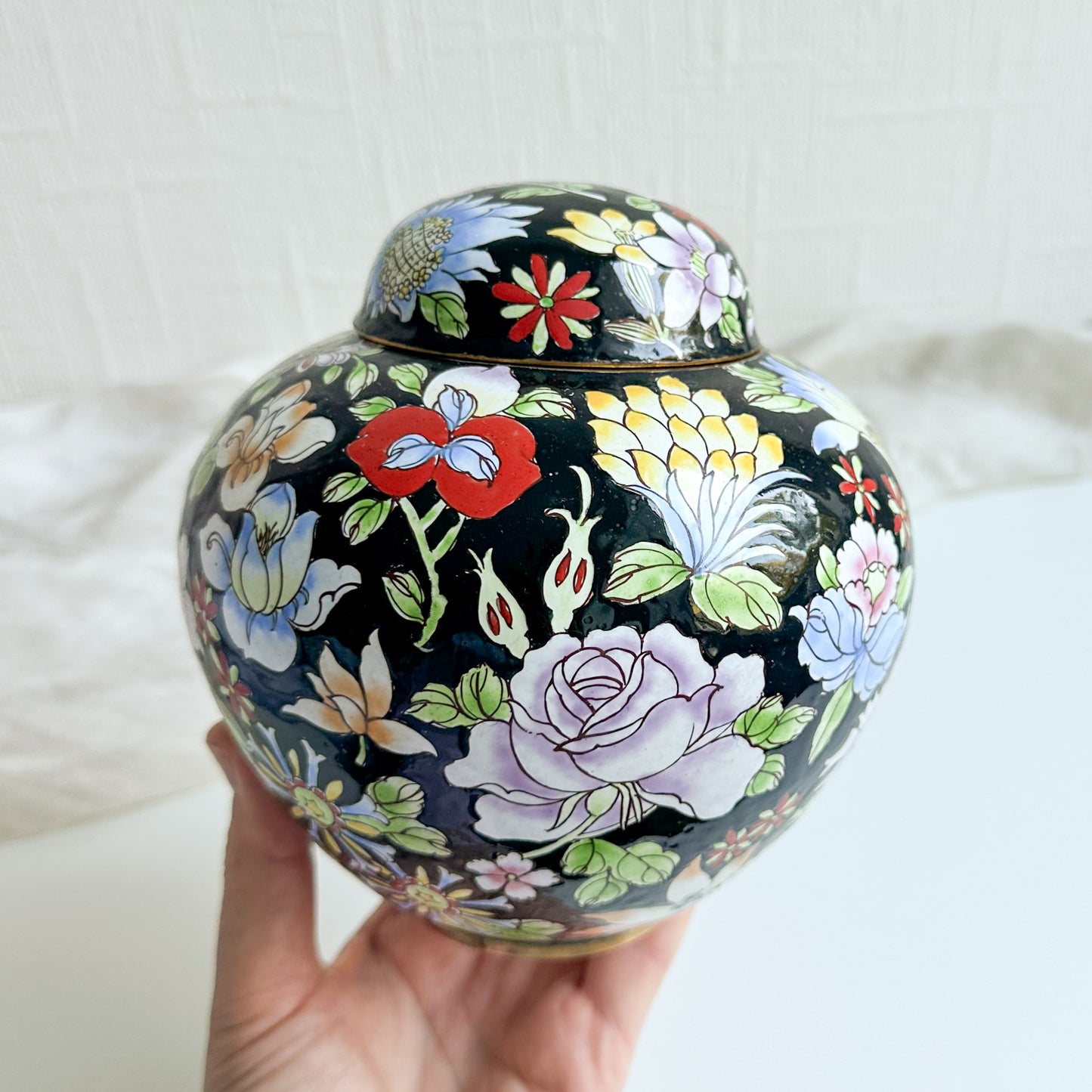 Enamelled Brass Ginger Jar