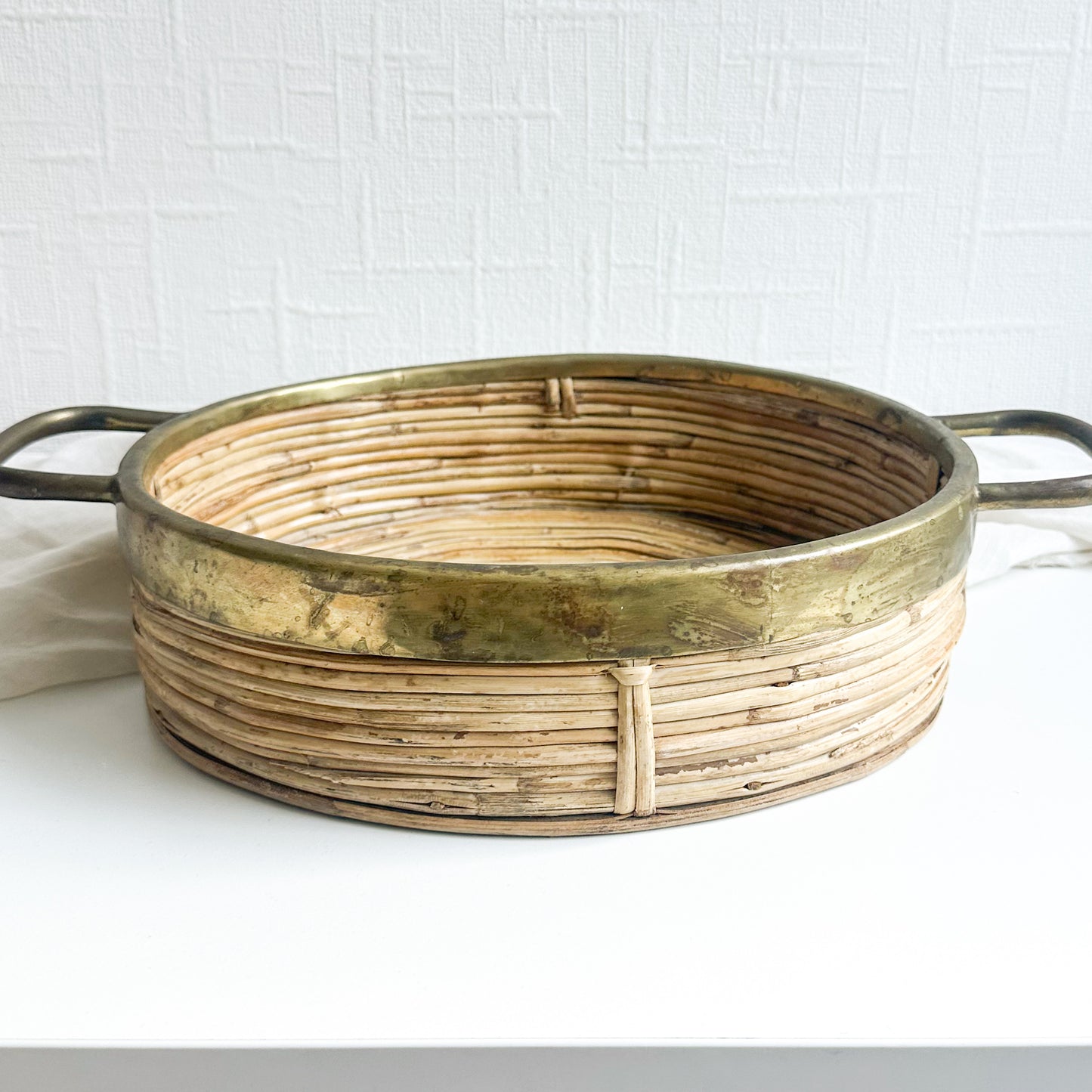 Italian Bamboo and Brass Basket