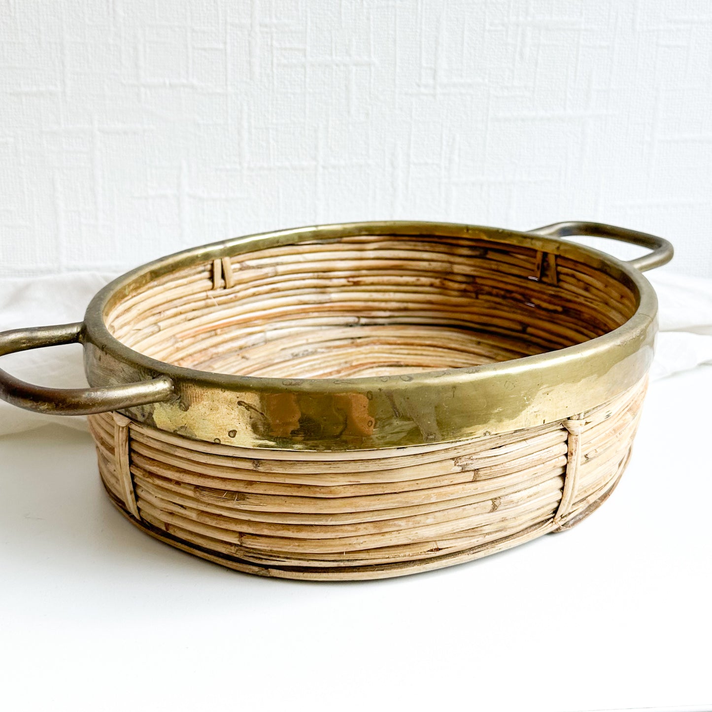 Italian Bamboo and Brass Basket