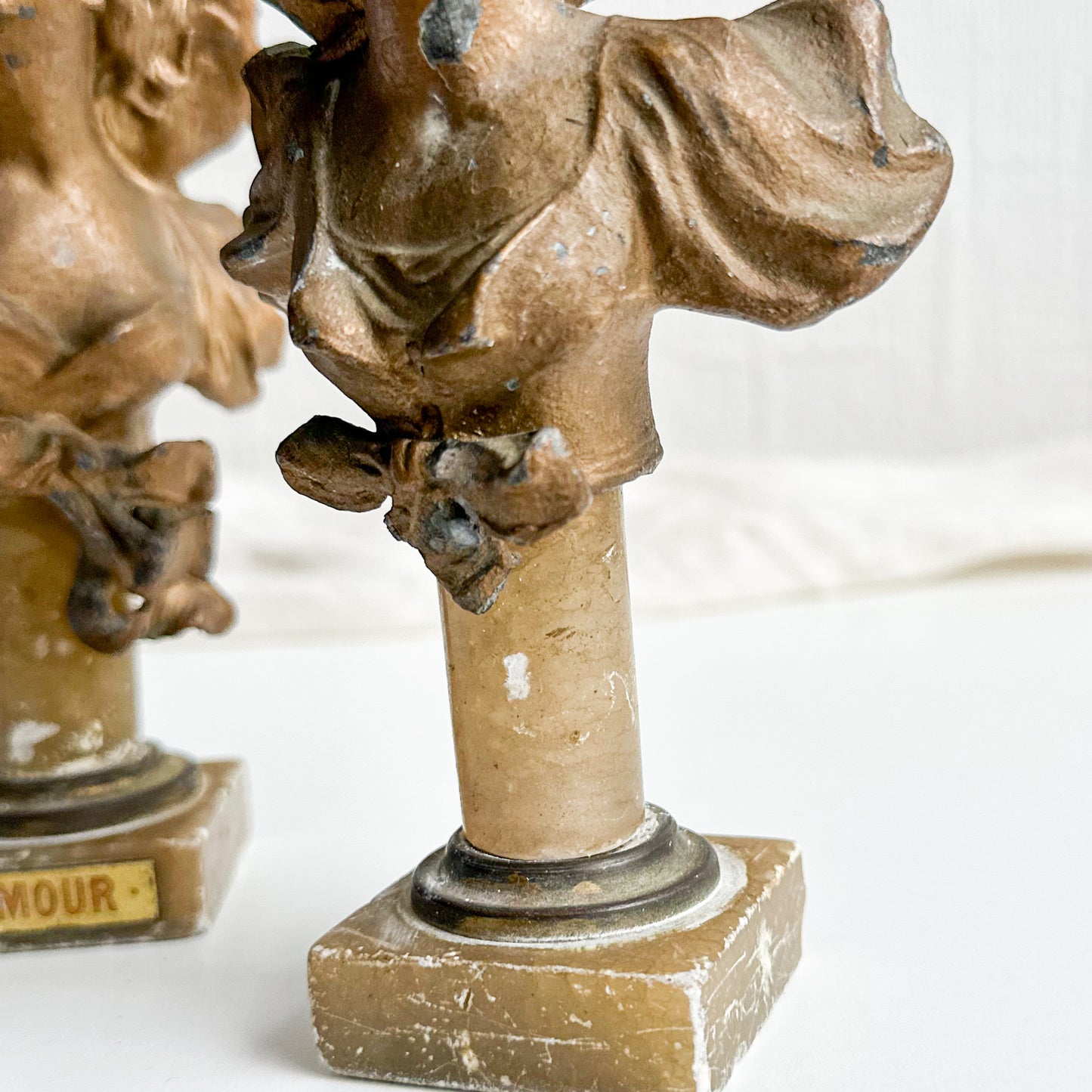 Pair of Antique Spelter Busts