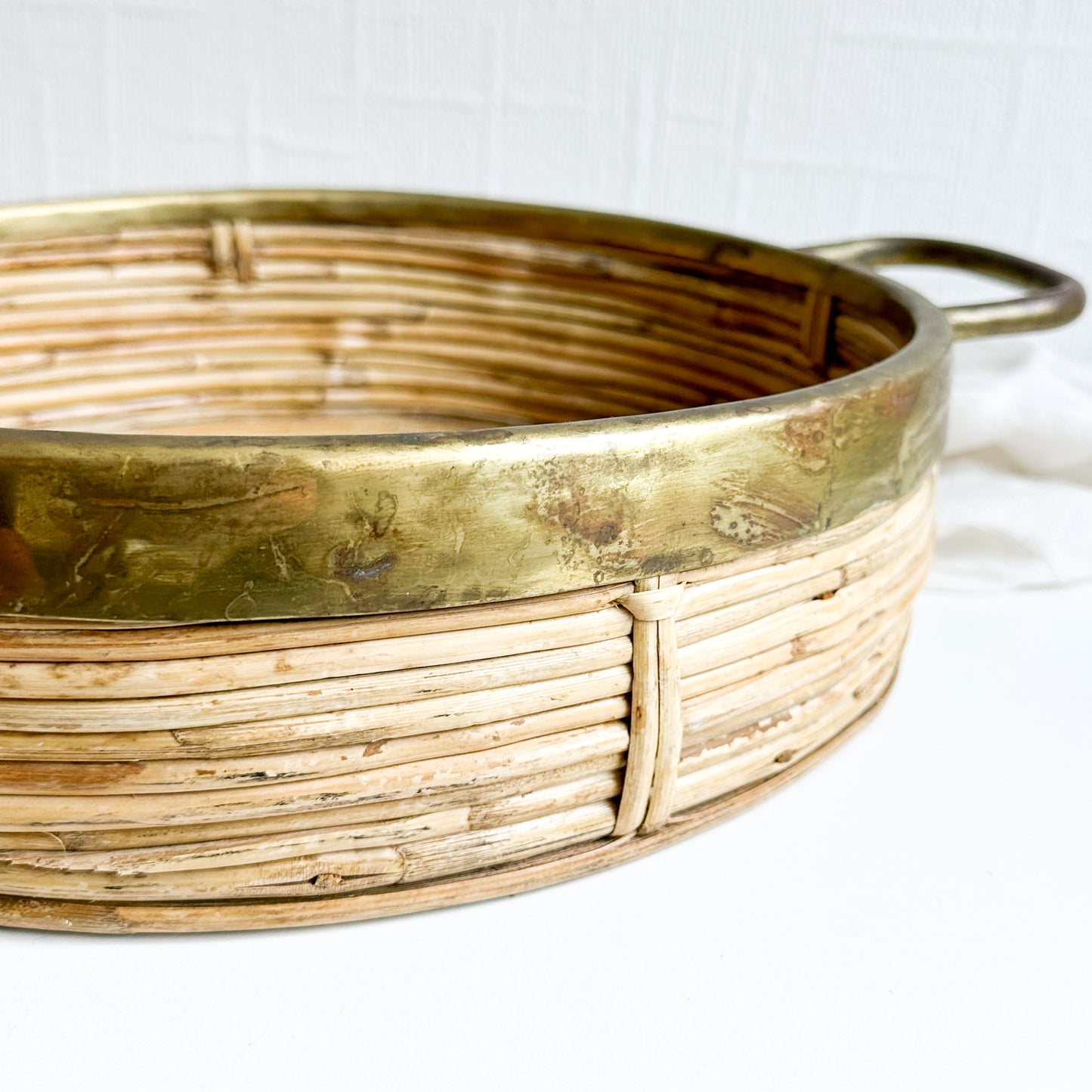 Italian Bamboo and Brass Basket