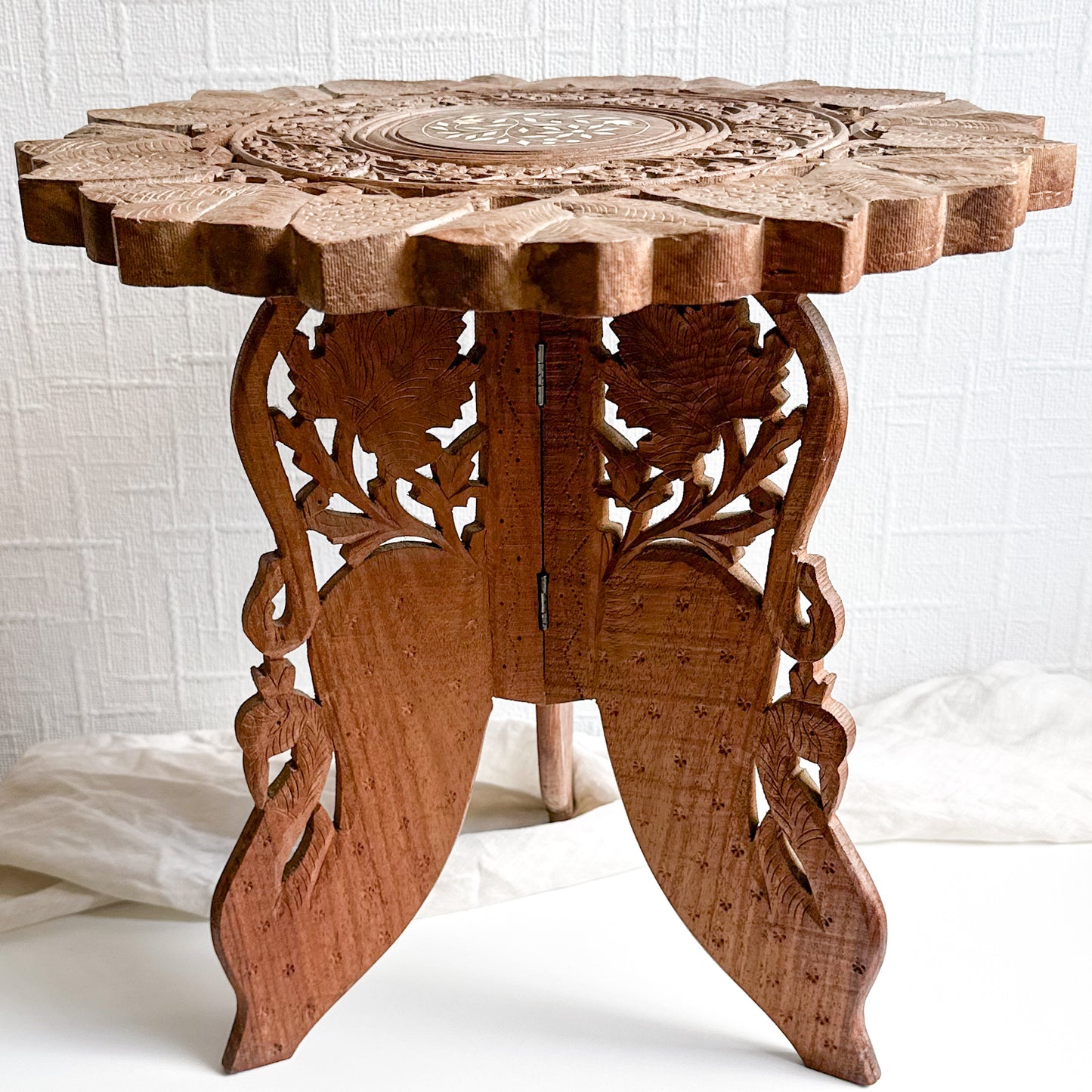 Hand Carved Wooden Plant Stand