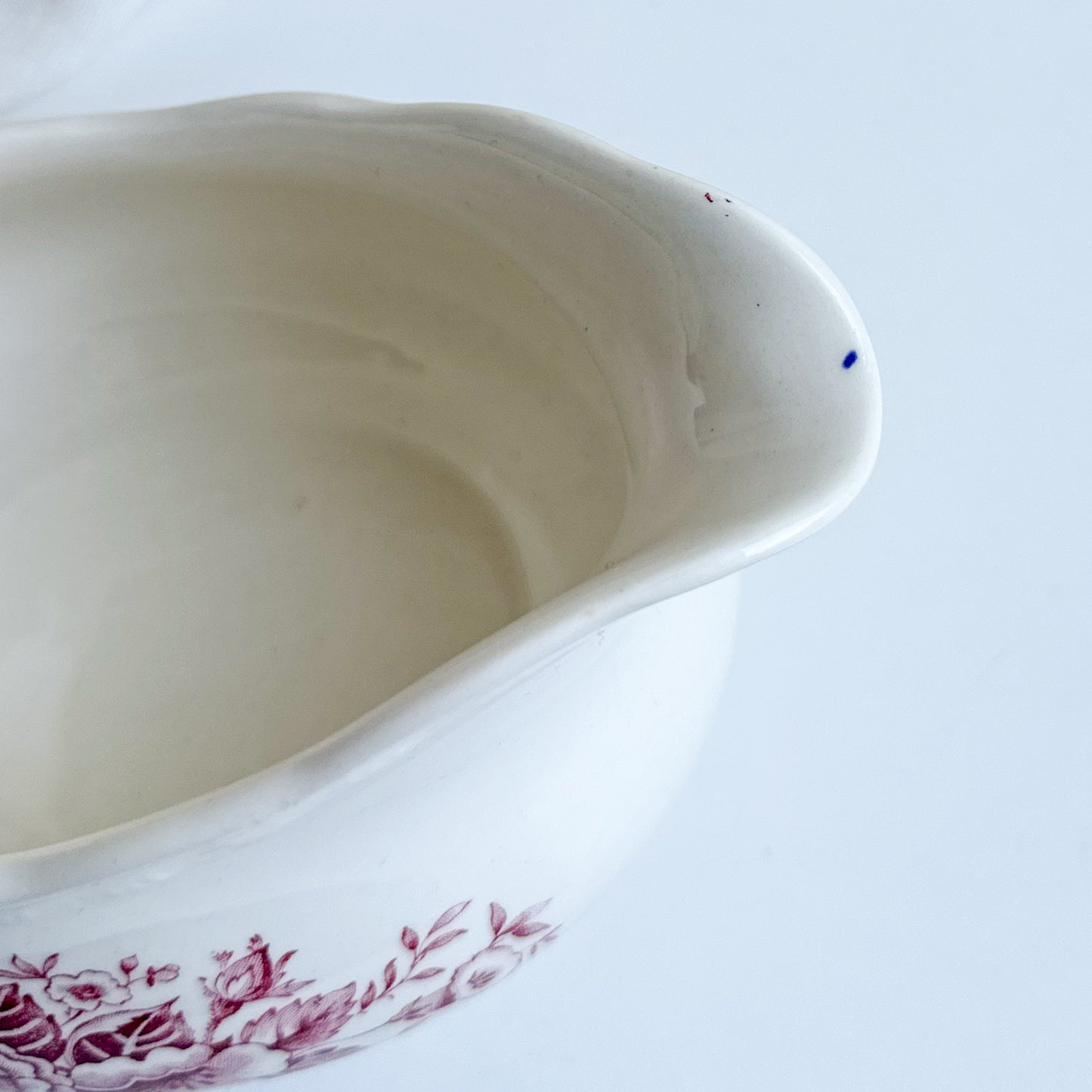 Pink Transferware Gravy Boat