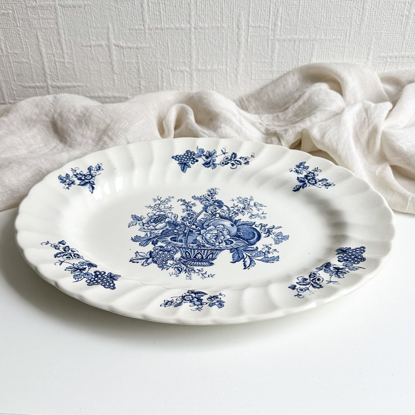 Blue Transferware Oval Platter by Myott Meakin