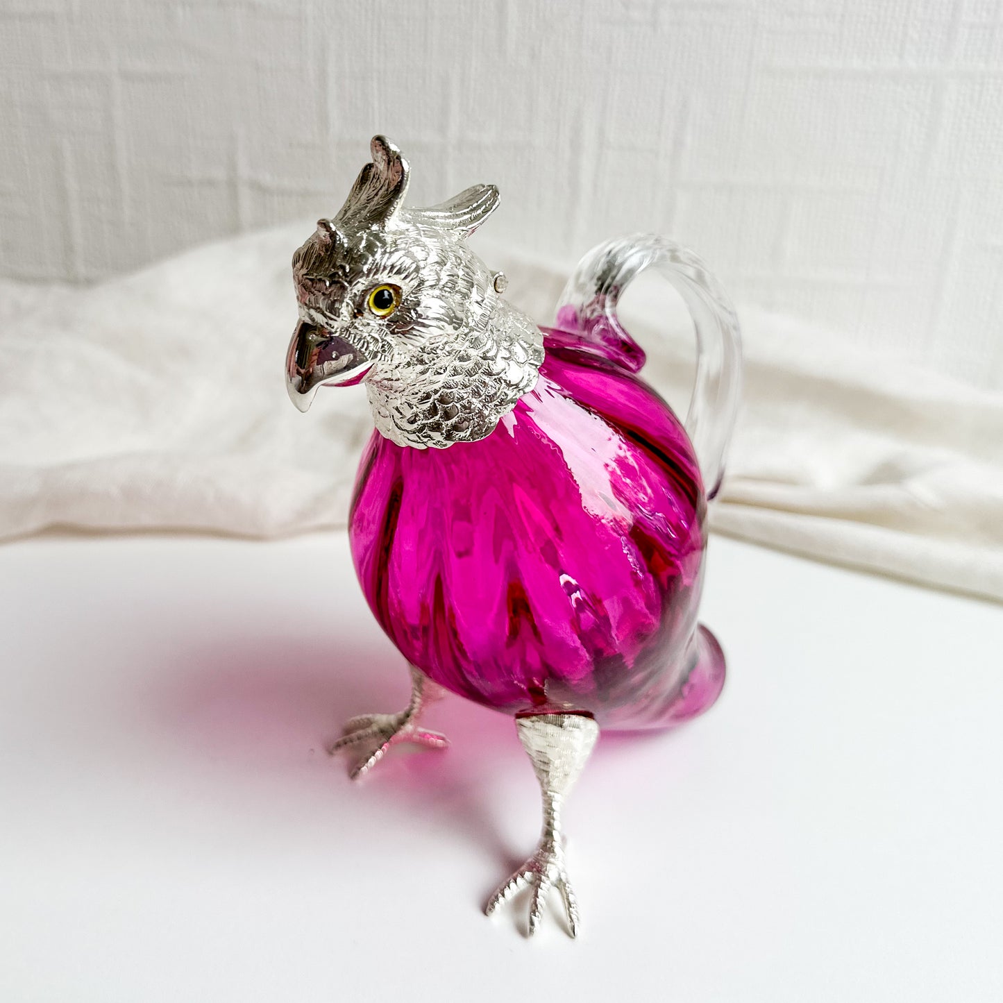 Cranberry Glass Cockatoo Claret Jug