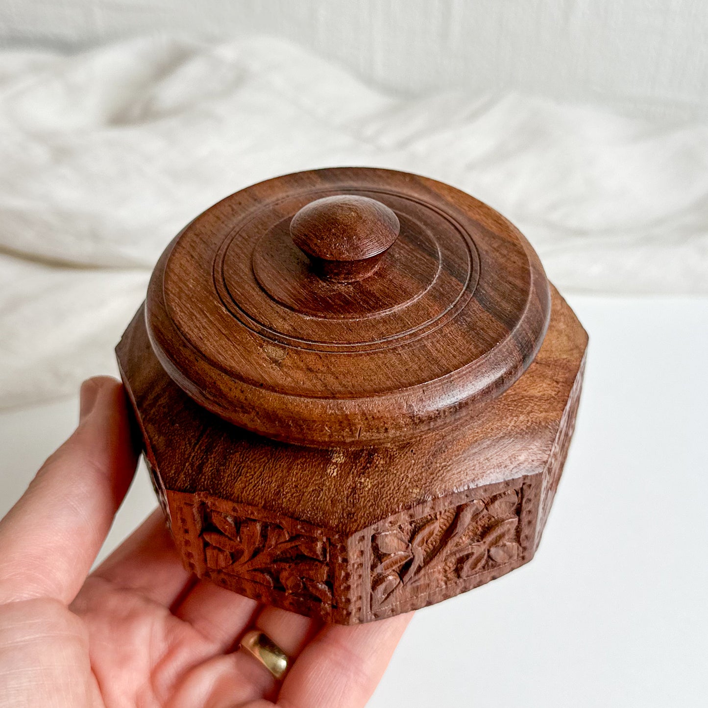 Wooden Box with Carved Design