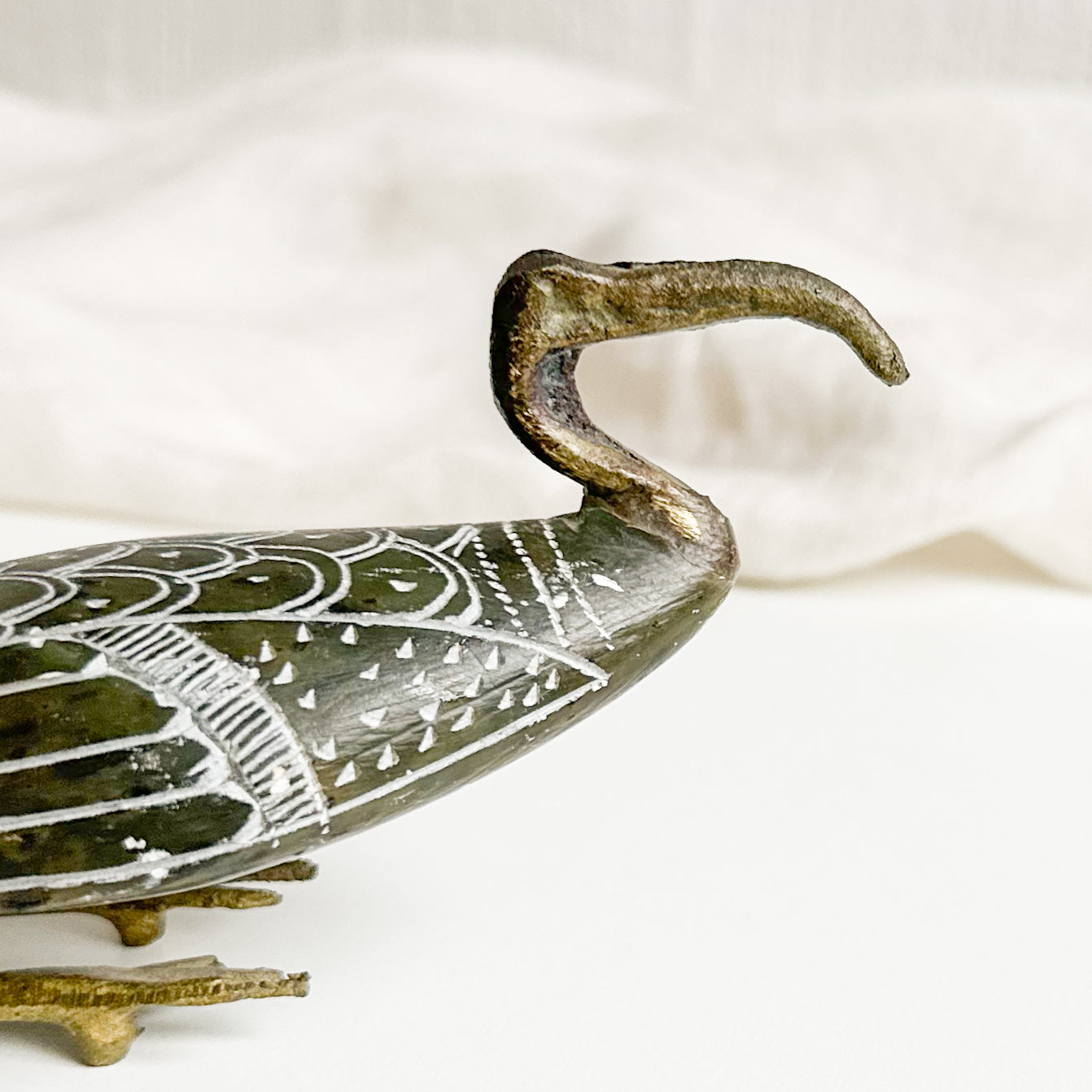 Carved Soapstone Egyptian Ibis Bird