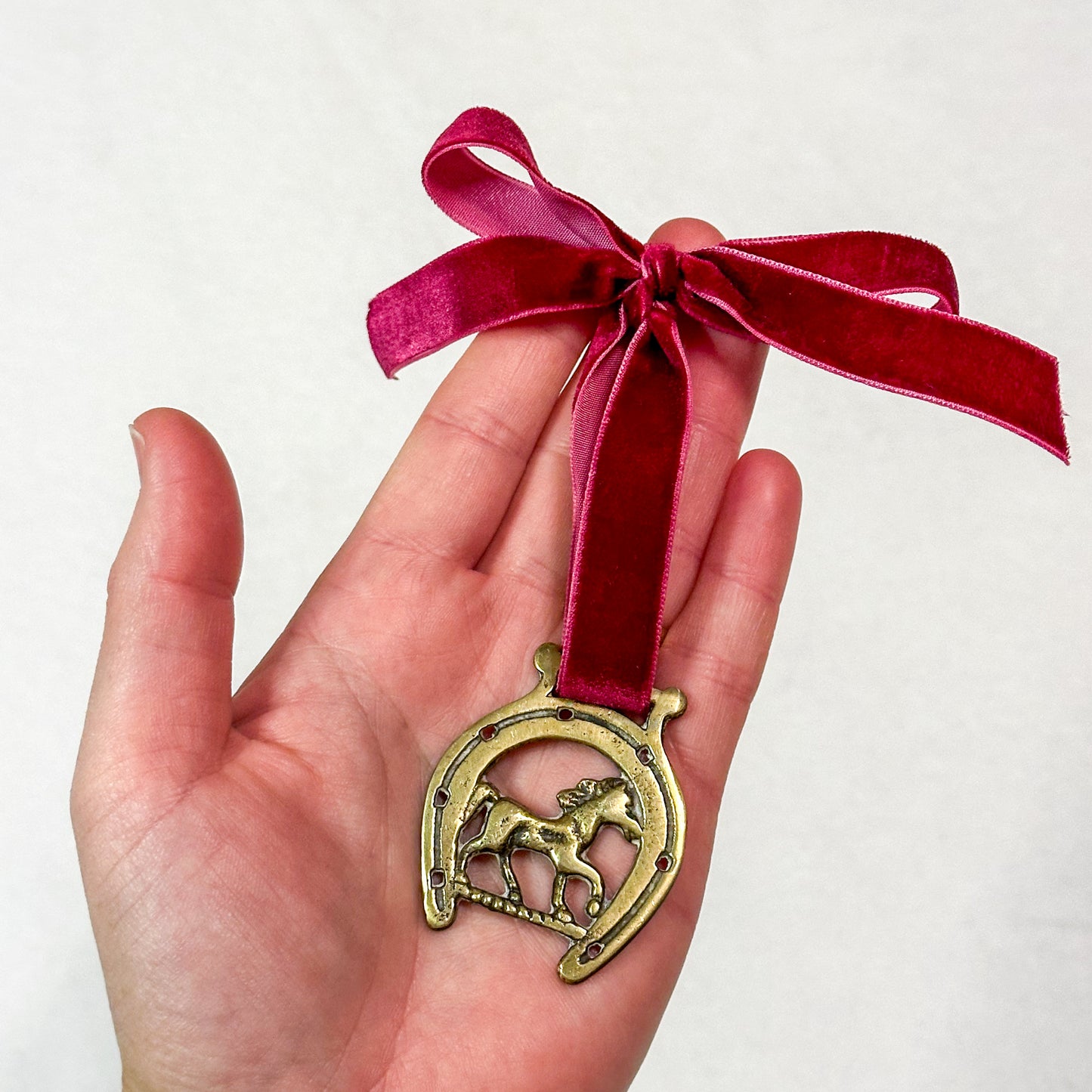 Brass Ornament with Bordeaux Ribbon 7