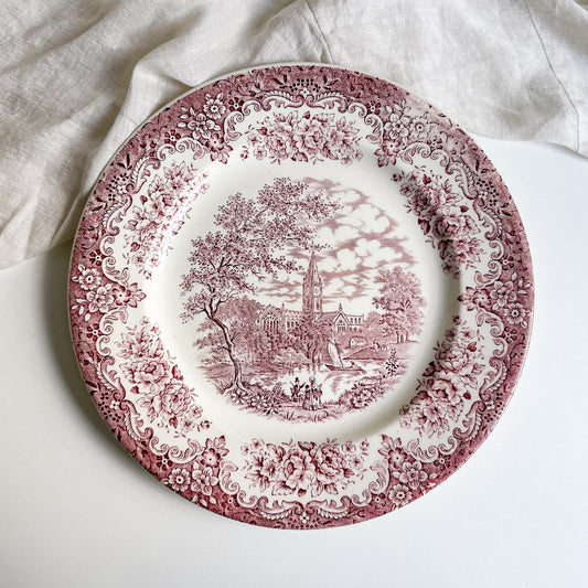 Red Transferware English Plate