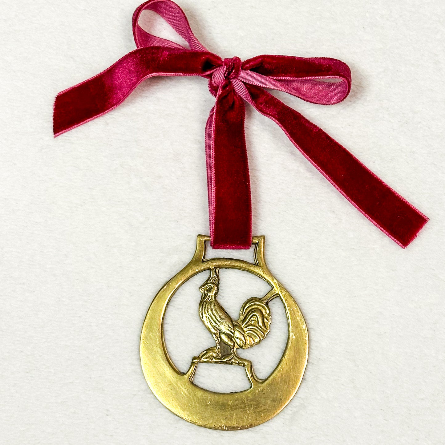 Brass Ornament with Bordeaux Ribbon 9