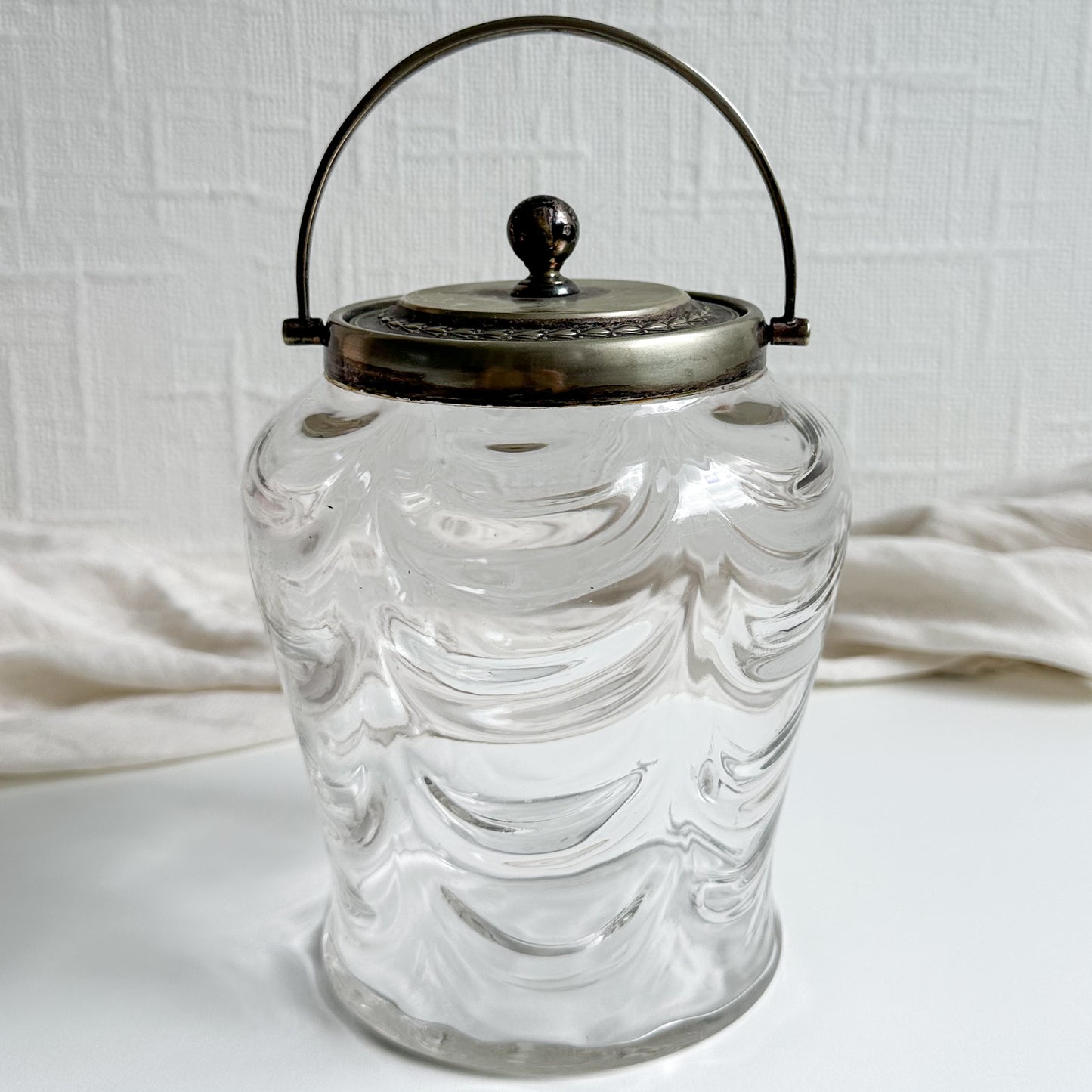 Glass Biscuit Barrel with Ornate Lid