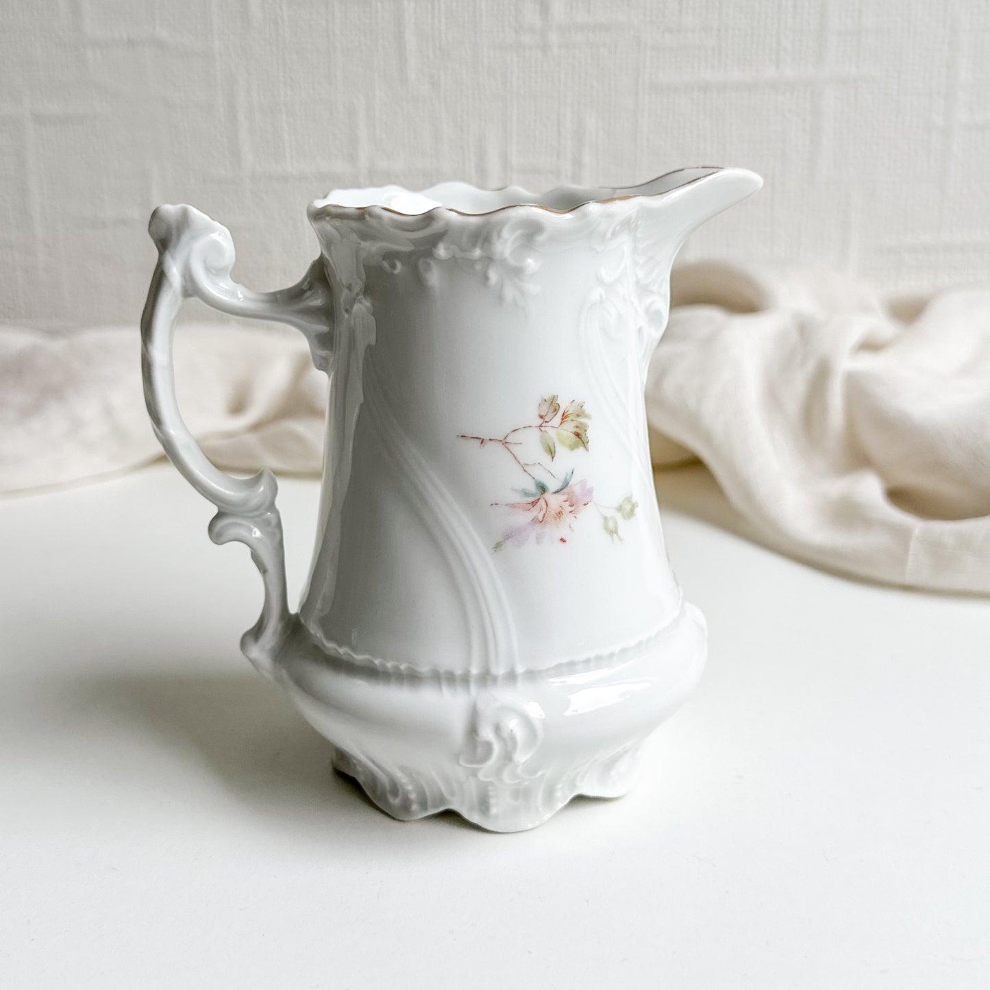 Antique Floral Jug with Raised Details