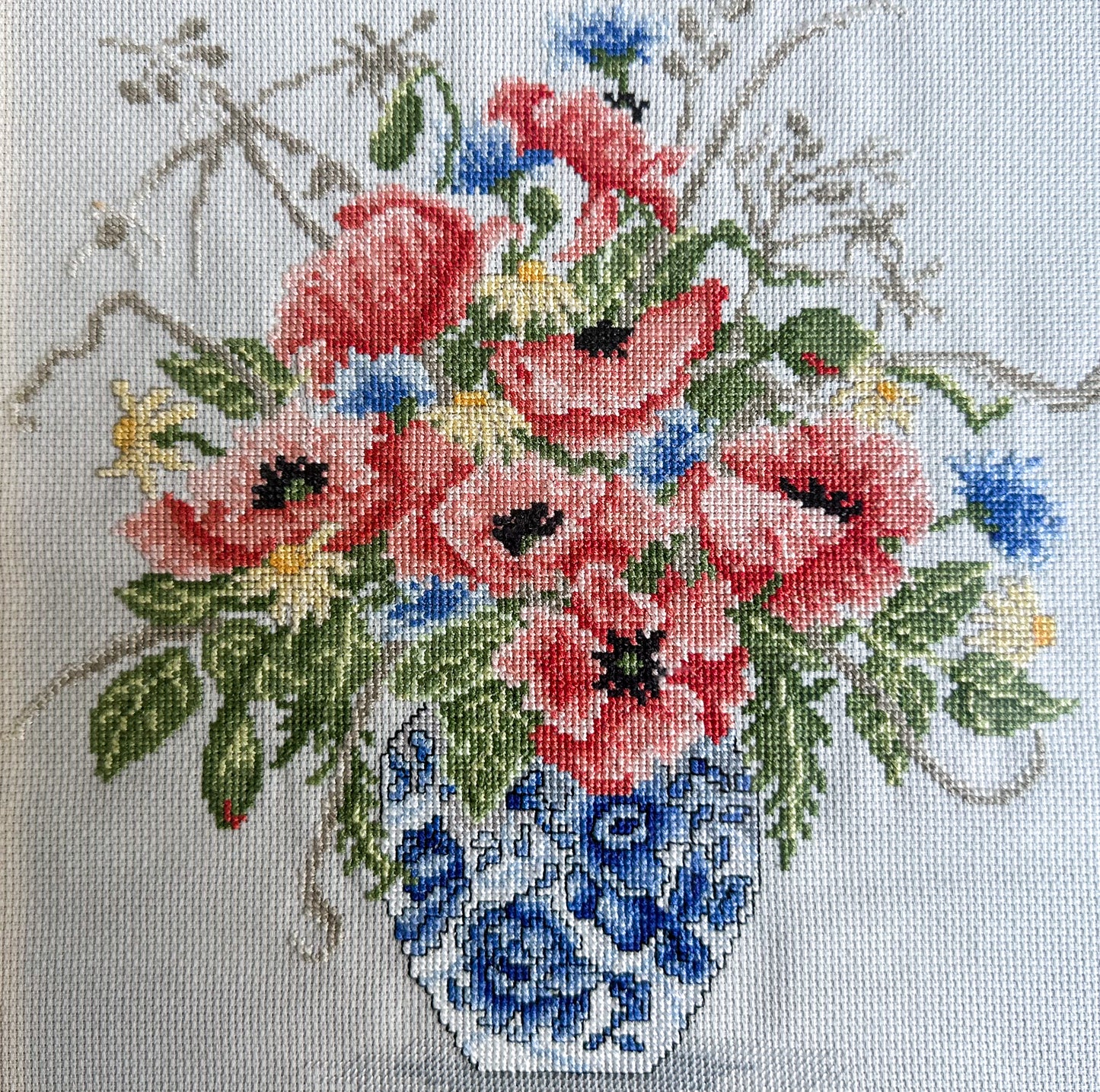 Framed Poppy Cross Stitch