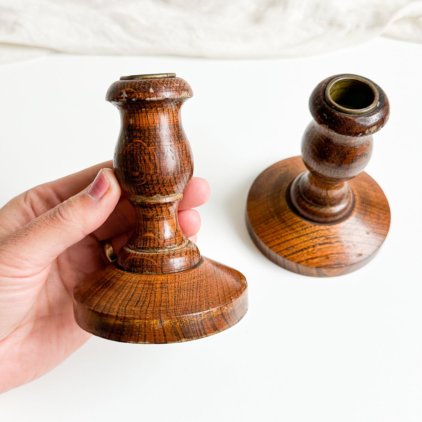 Pair of Wooden Candle Holders