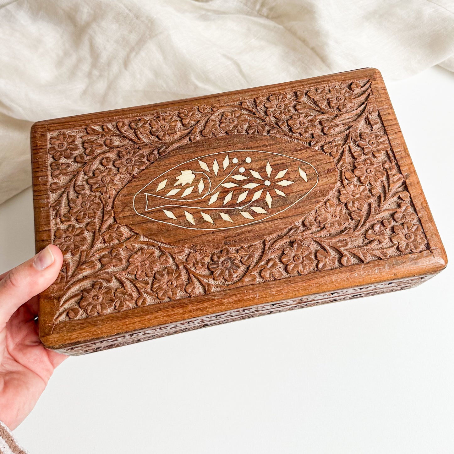 Hand Carved Inlay Box