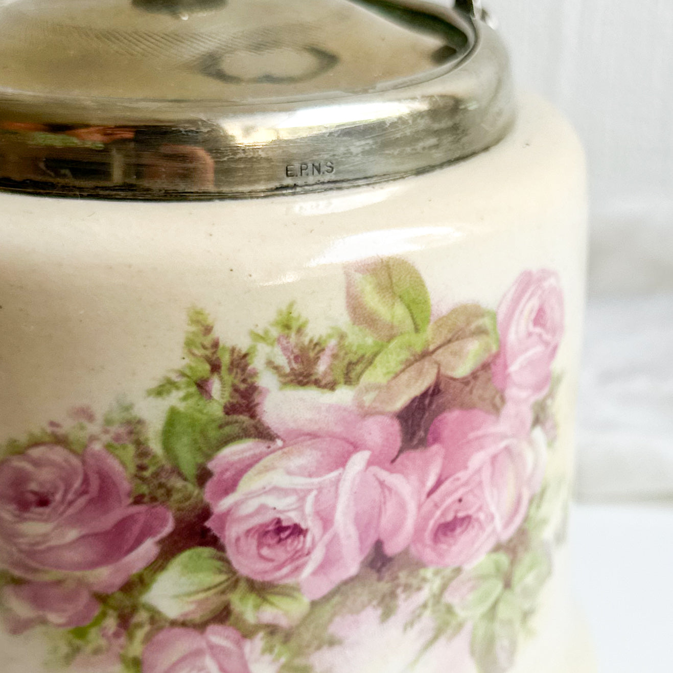 Antique Floral Biscuit Barrel