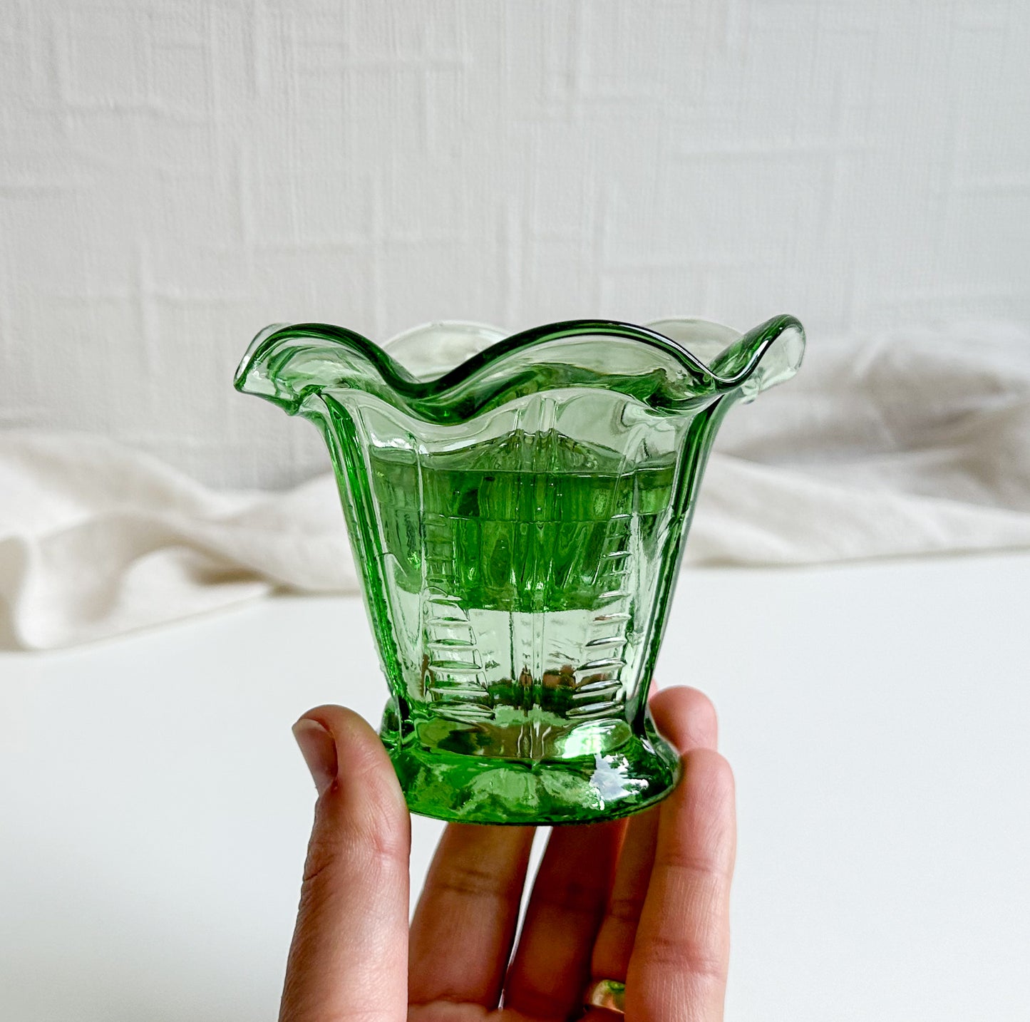 Small Glass Vase with Flower Frog