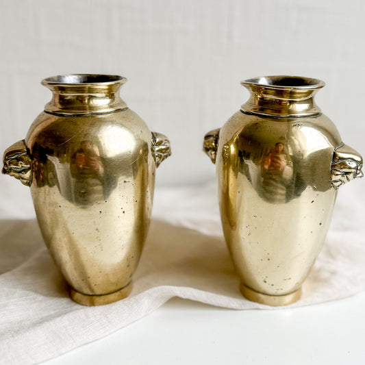 Pair of Solid Brass Vases