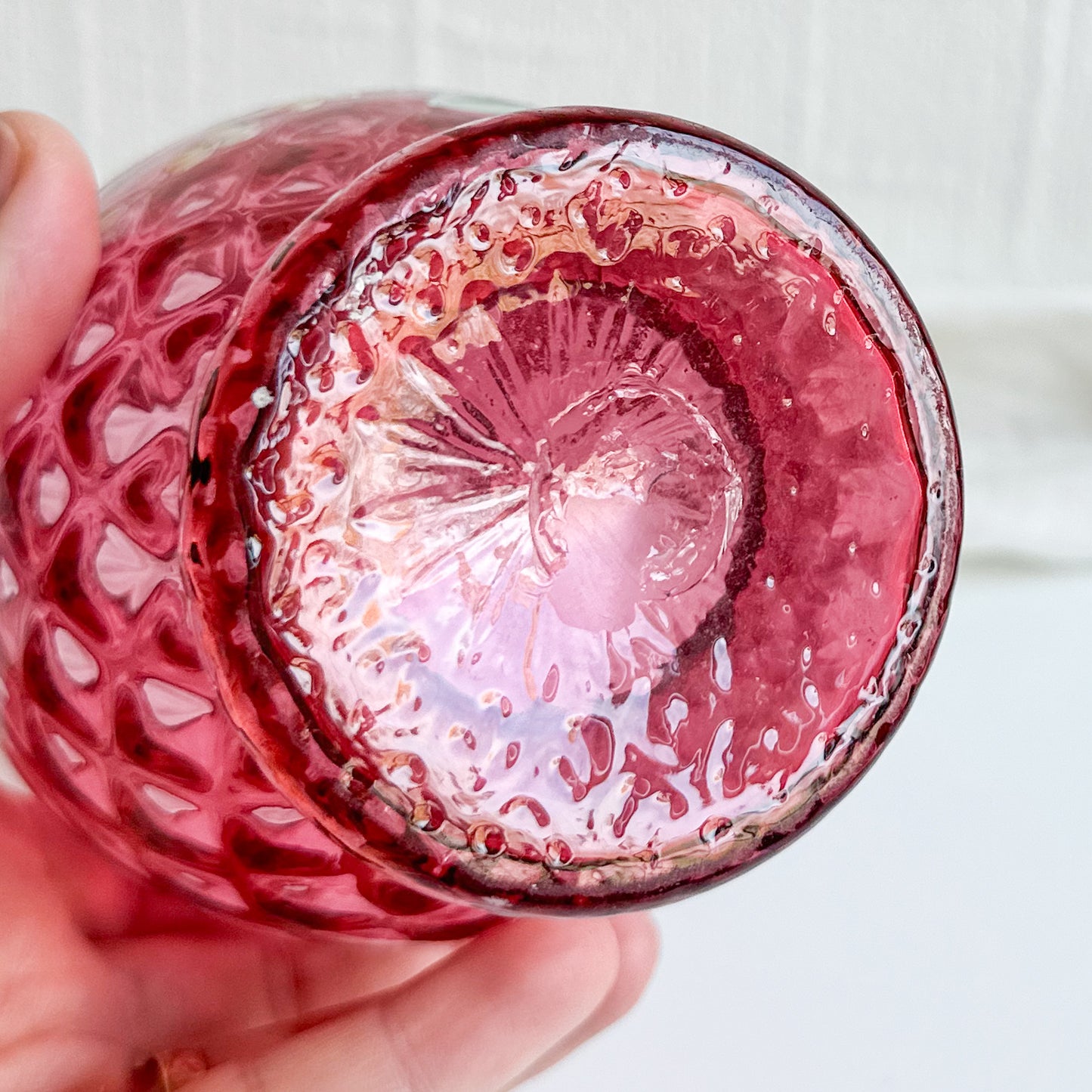 Hand Painted Cranberry Glass Jug