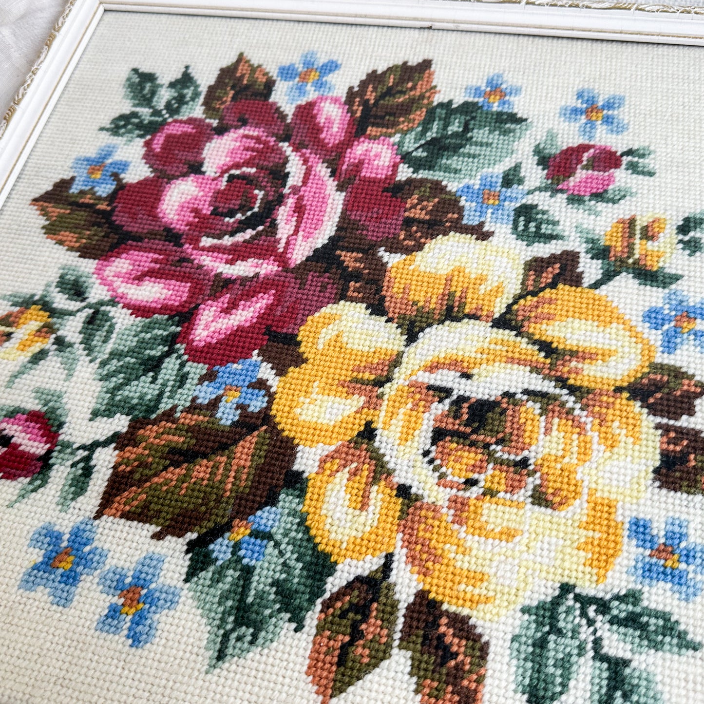 Framed Needlepoint with Roses