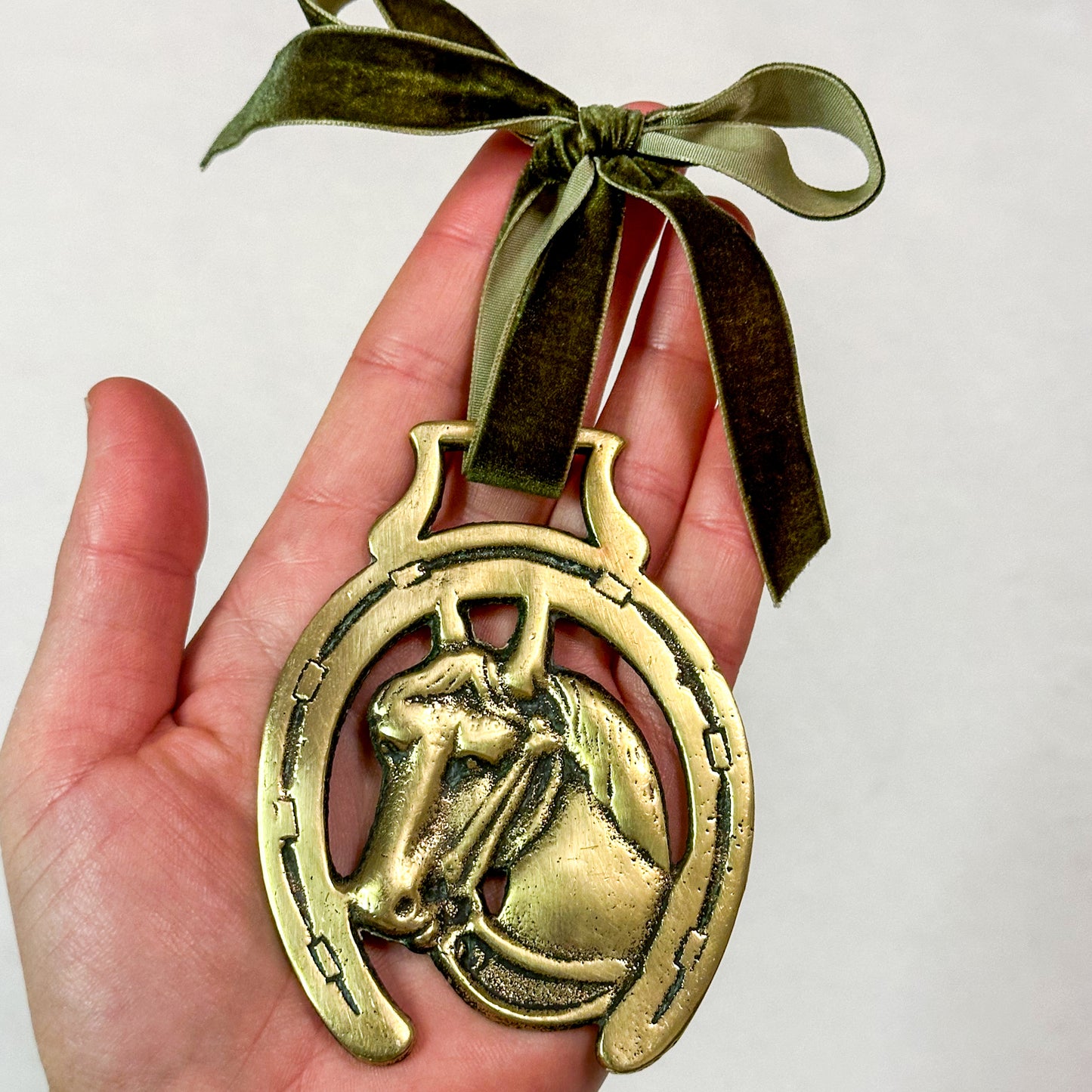 Brass Ornament with Green Ribbon 8