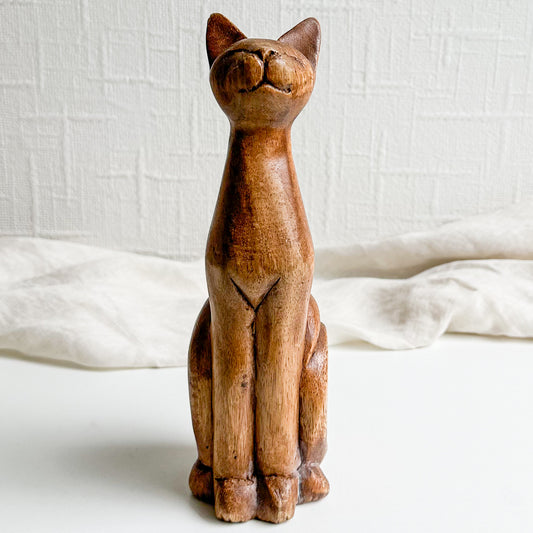 Wooden Hand Carved Cat