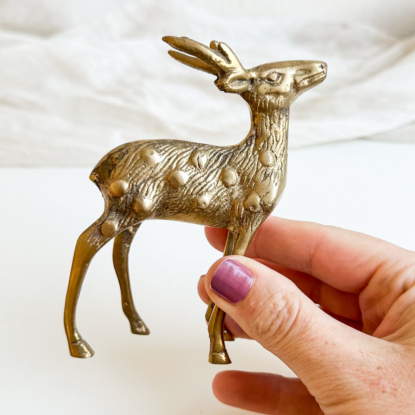 Pair of Small Brass Deers