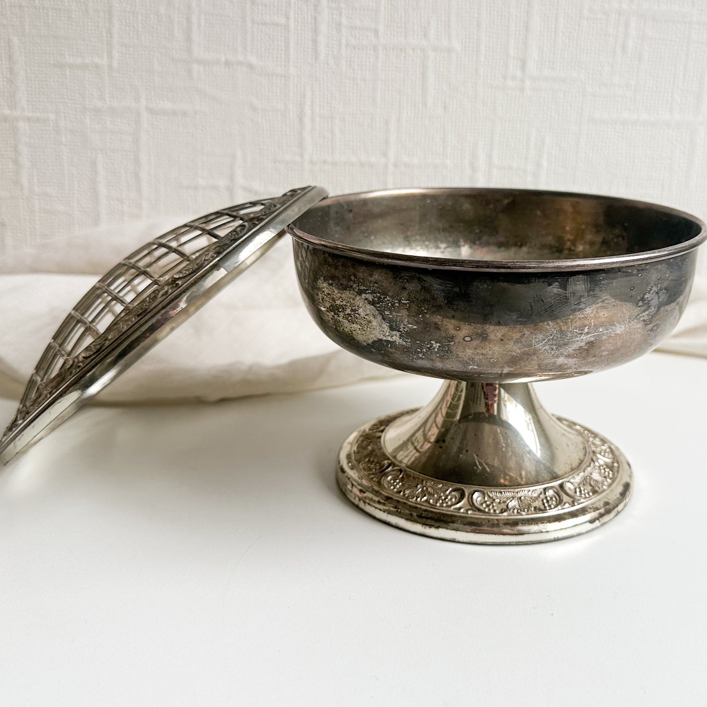 Silver Plated Bowl with Metal Grid