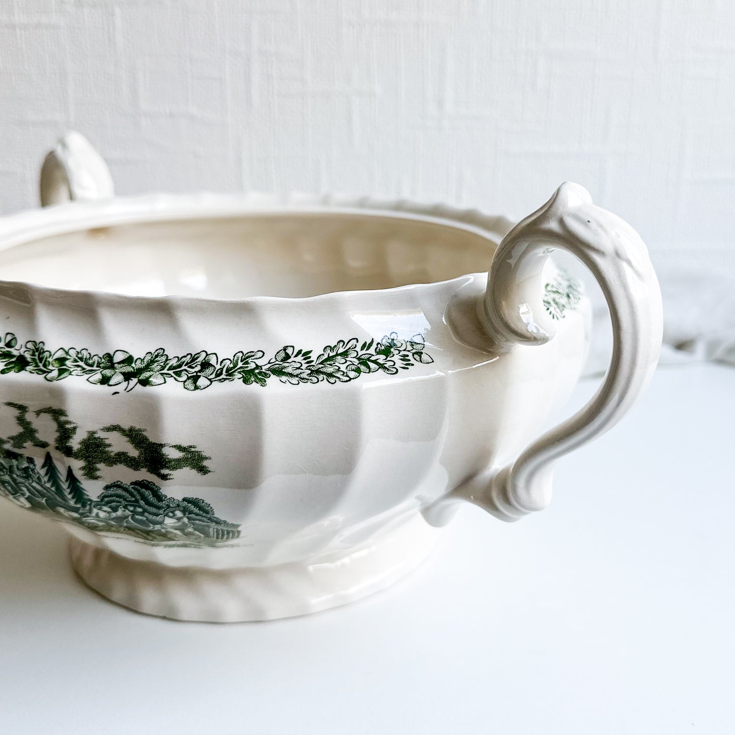 Green Transferware Tureen / Planter