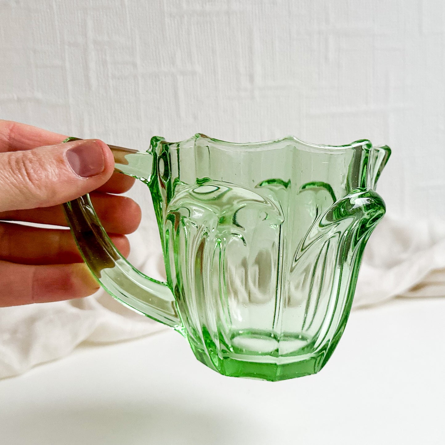 Art Deco Green Glass Milk Jug