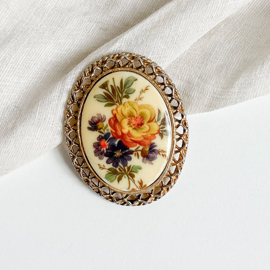 Ceramic Floral Brooch
