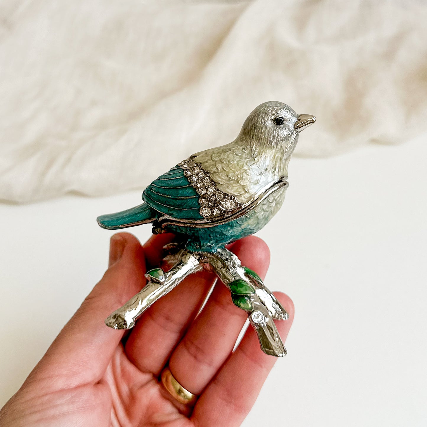 Enamel Bird Jewellery Box