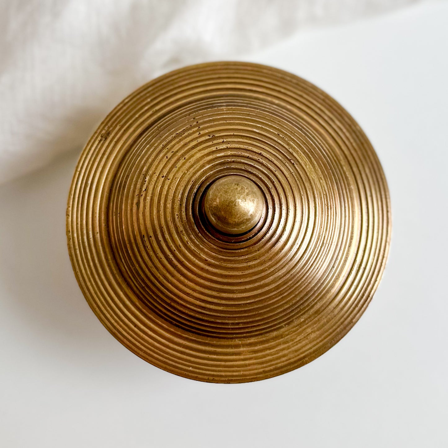 Ribbed Brass Lidded Box