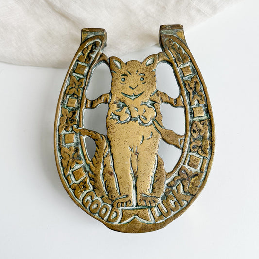 Good Luck Cat Brass Trivet