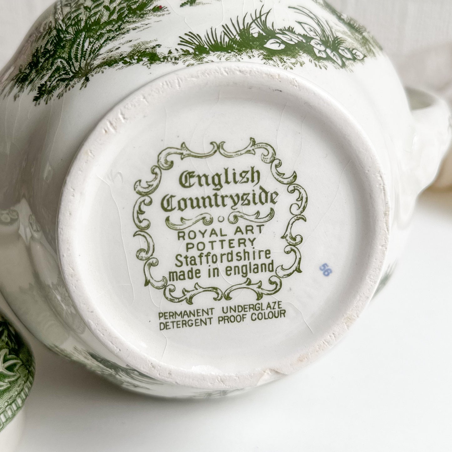 Green Transferware Cofee Pot