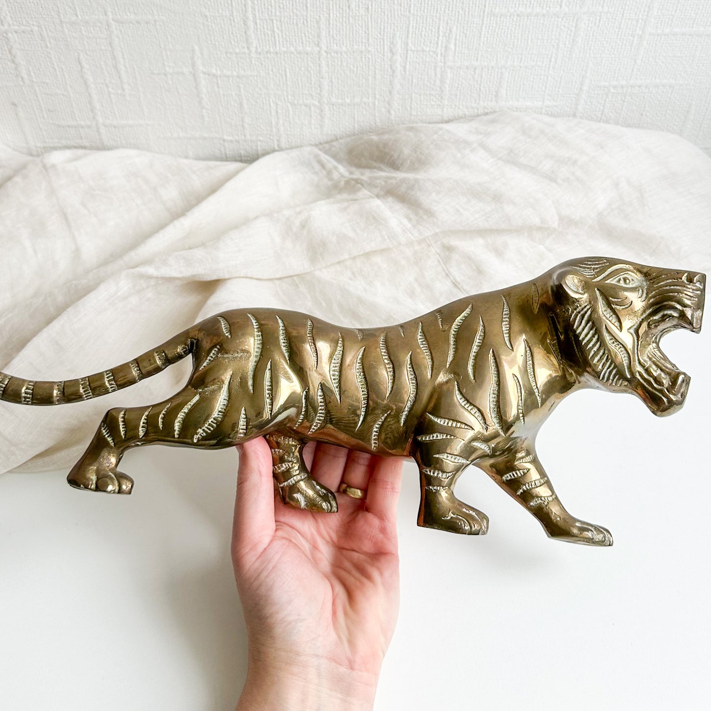 Large Brass Tiger Statue