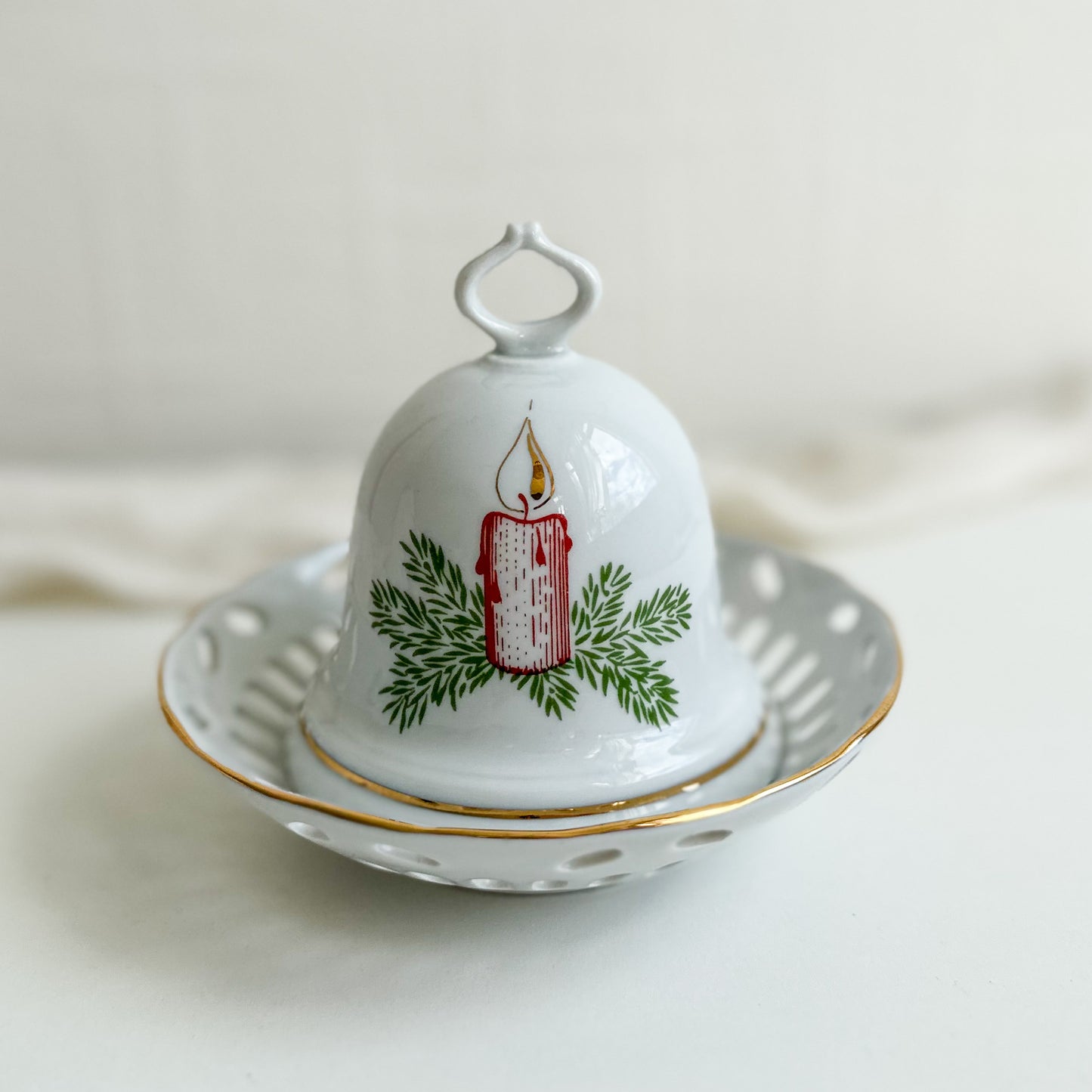 Porcelain Christmas Bell and Bowl