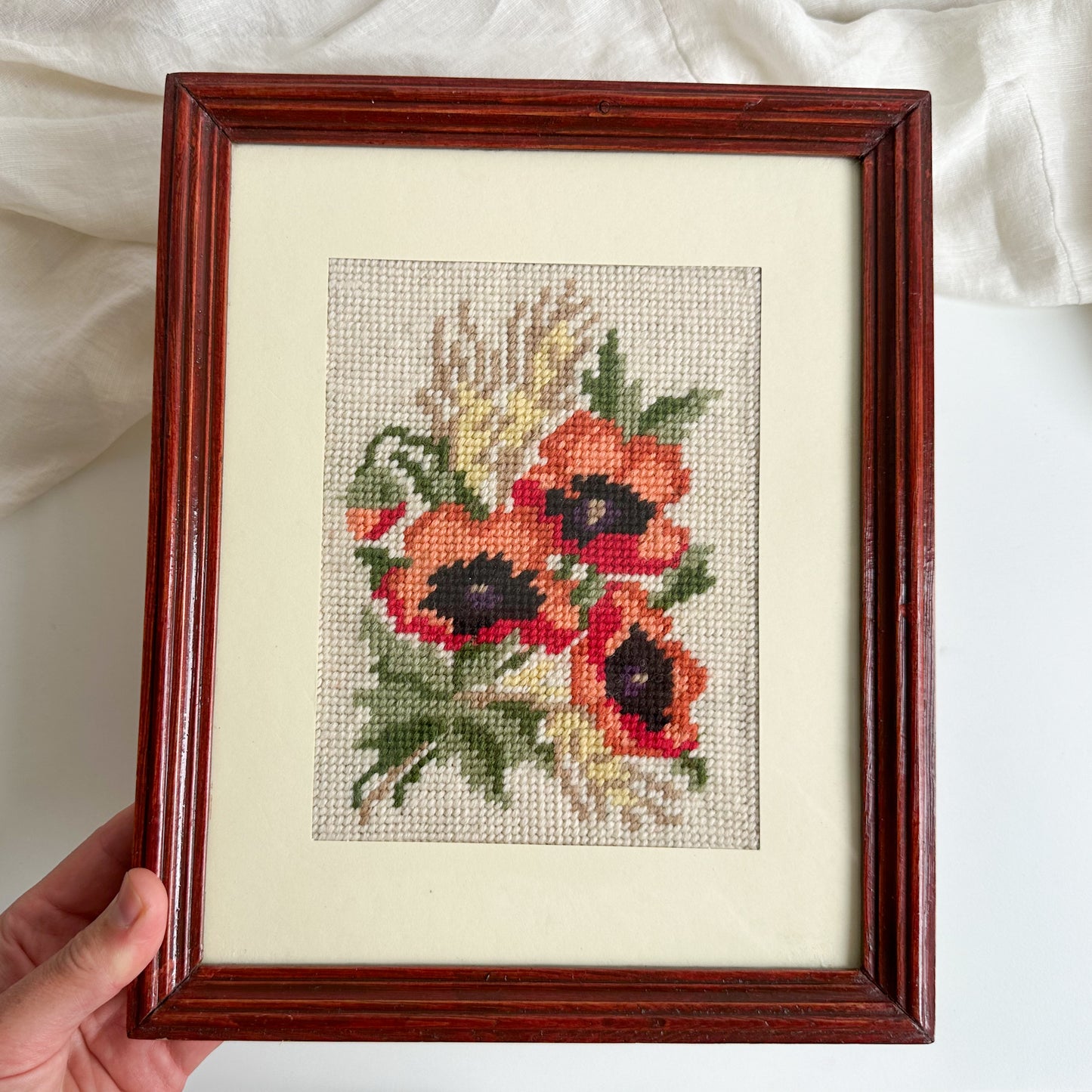 Framed Poppy Needlepoint