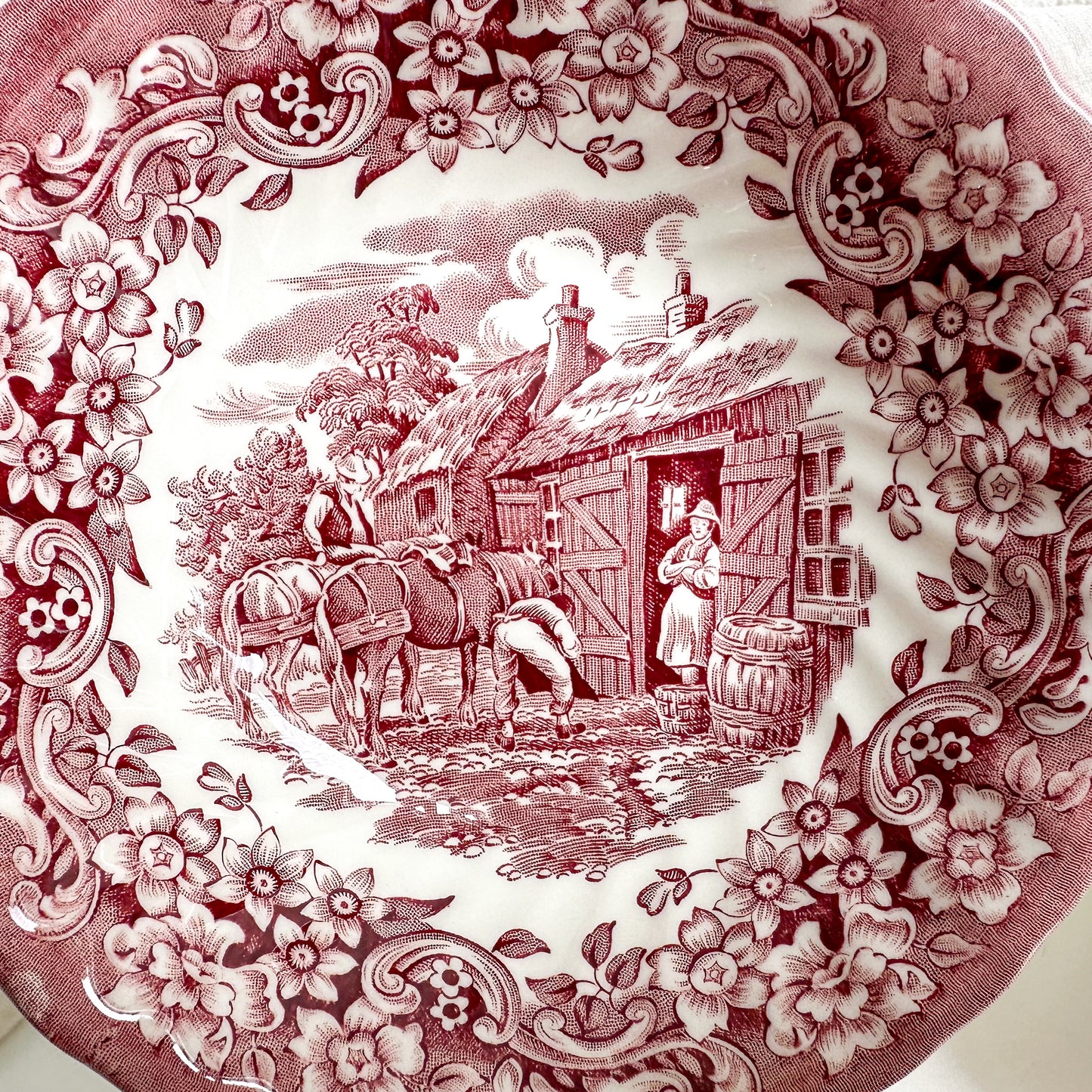 2 Vintage Red Transferware Bowls