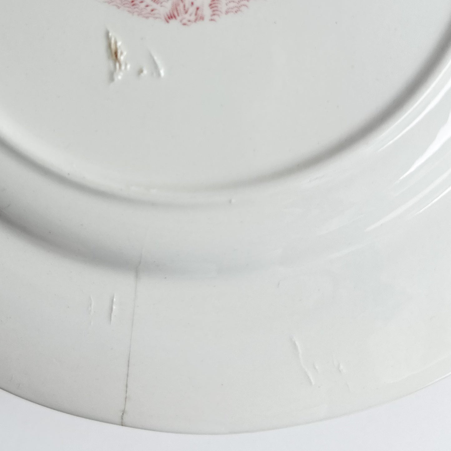 5 Red Transferware Dinner Plates