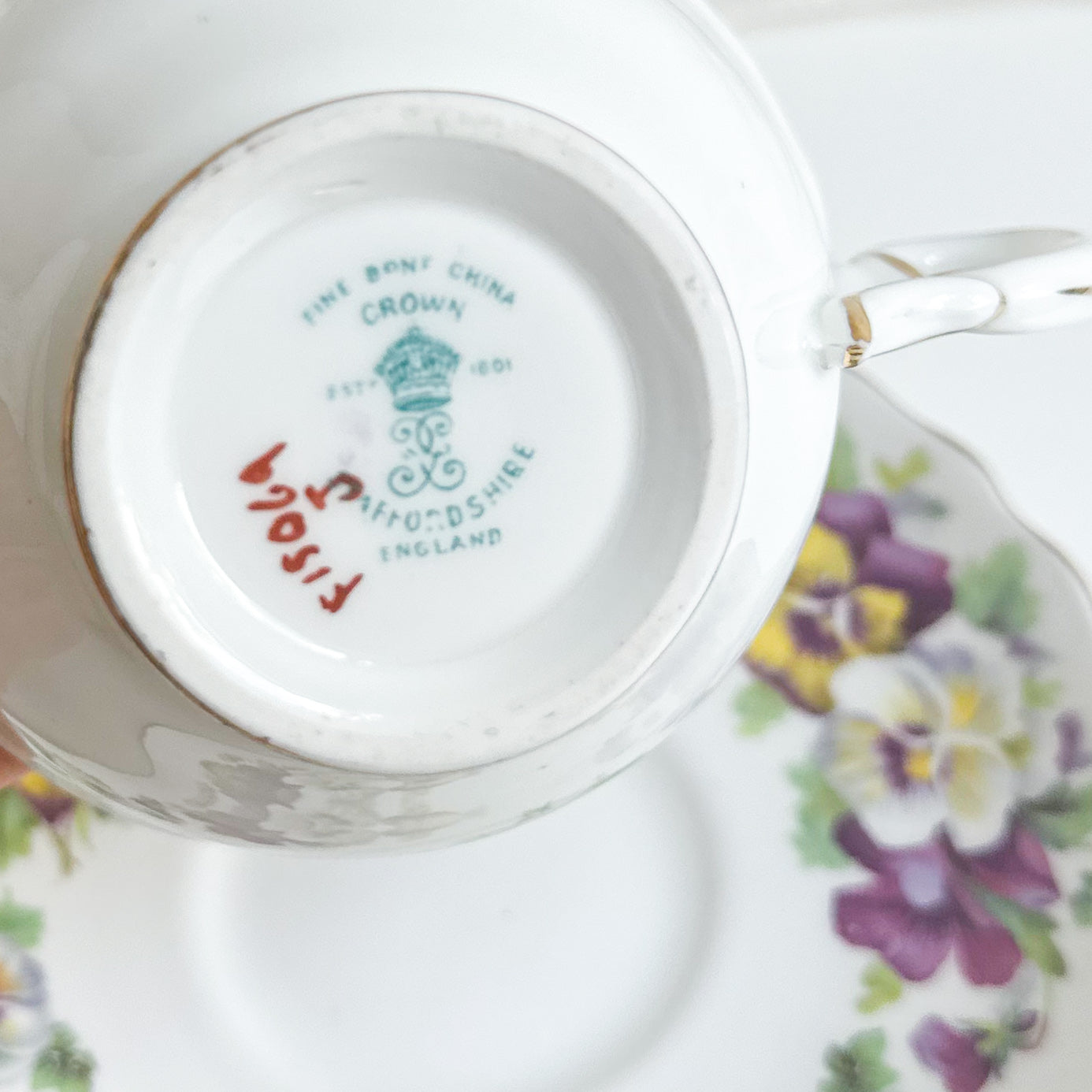 Vintage Tea Cup and Saucer with Pansy Pattern